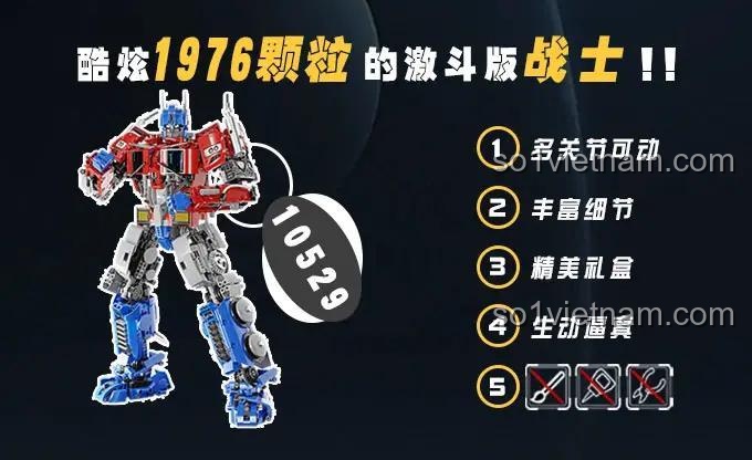 KBOX Robot Biến Hình Optimus Prime 10529 với 1976 chi tiết, đa khớp cử động, chi tiết phong phú, hộp quà tinh xảo, sống động như thật, đồ chơi lắp ráp cho con trai 14 tuổi.
