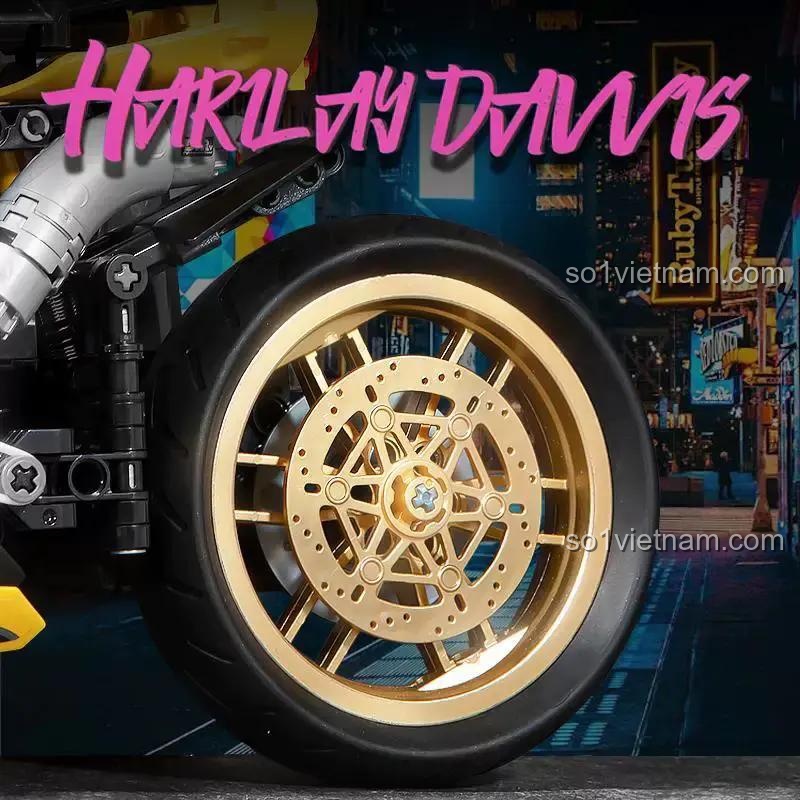 Bánh xe Mô tô Cyberpunk 1:8 K盒子 10538, chi tiết mâm vàng, đồ chơi mô hình Technic tỉ lệ 1:8