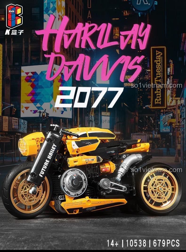 Mô tô Cyberpunk 1:8 K盒子 10538, xe máy Cyberpunk phong cách tương lai, đồ chơi mô hình Technic