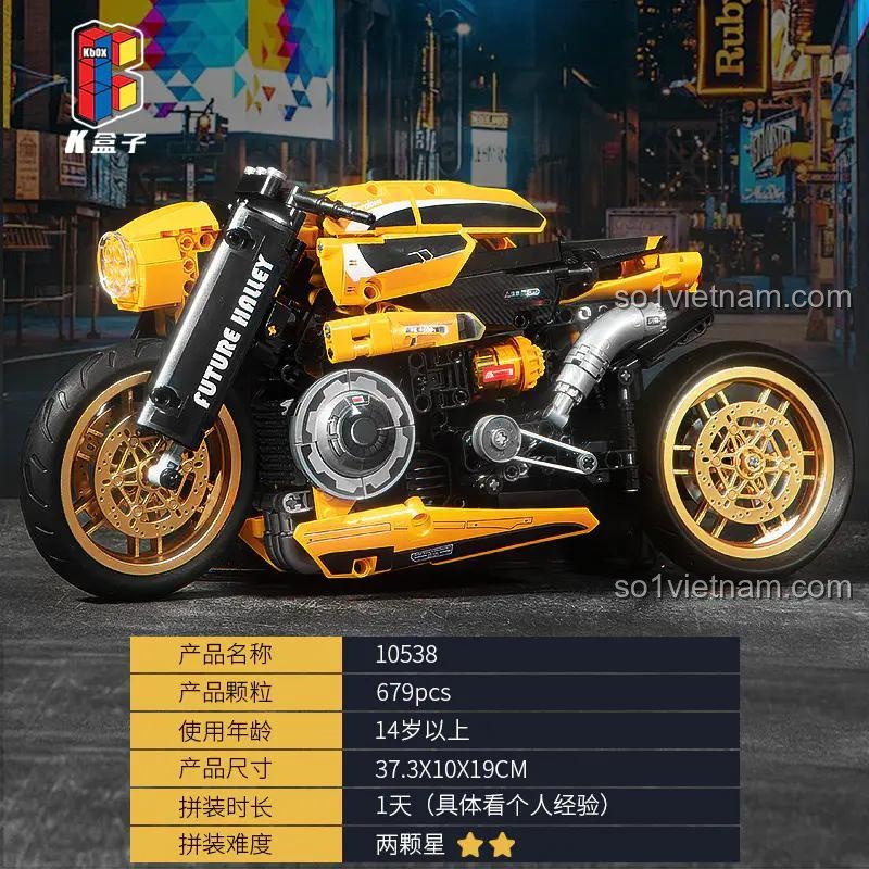 Mô tô Cyberpunk 1:8 K盒子 10538, xe máy Cyberpunk với tỉ lệ 1:8, đồ chơi mô hình Technic