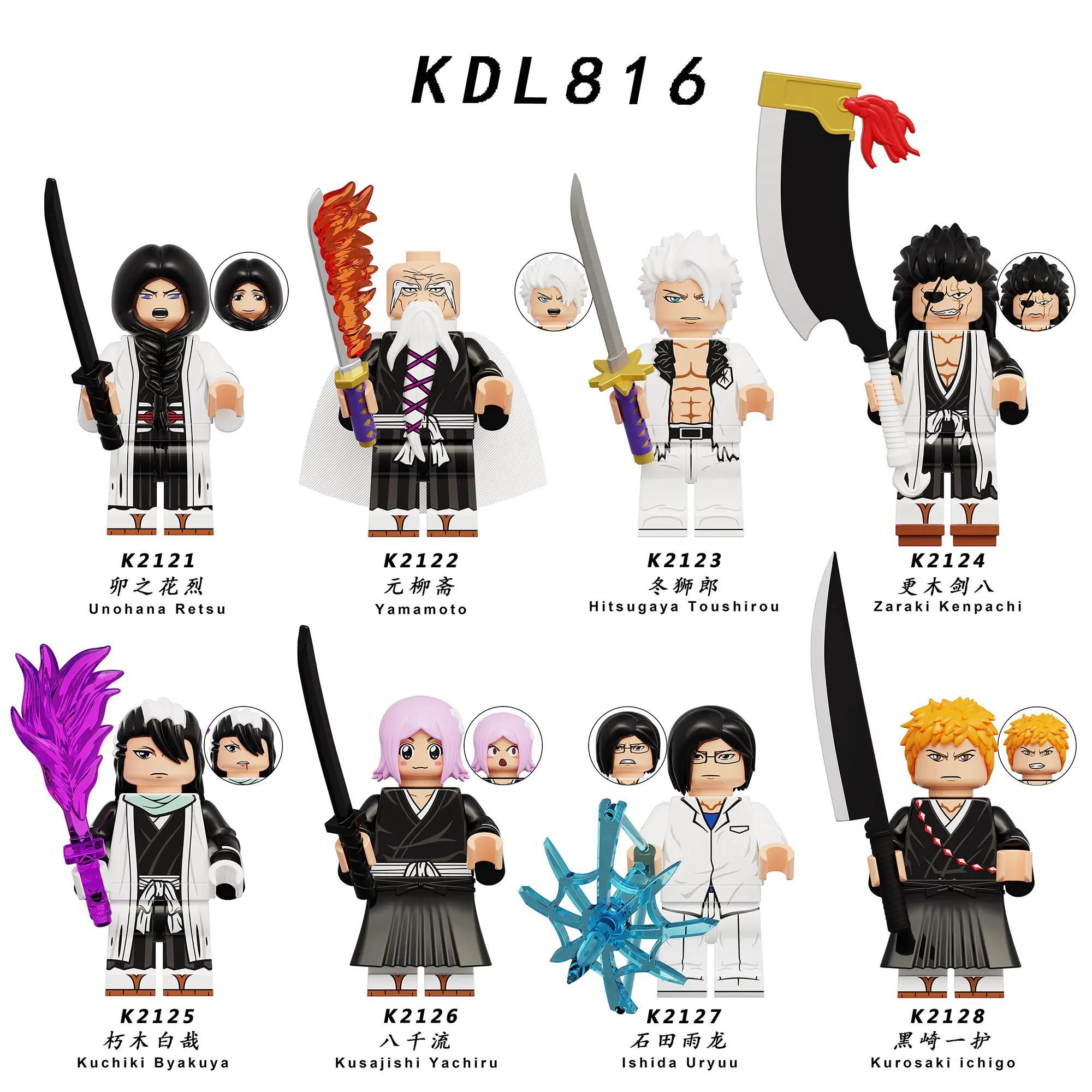 Bộ 8 nhân vật Bleach KDL816, figure Ichigo Kurosaki, Rukia Kuchiki, Byakuya Kuchiki, Kenpachi Zaraki, Toshiro Hitsugaya, Yamamoto, Retsu Unohana, Yachiru Kusajishi, Uryu Ishida, đồ chơi lắp ghép anime Bleach, figure anime Bleach, mô hình anime Bleach, đồ chơi nhân vật anime Bleach, giá tốt