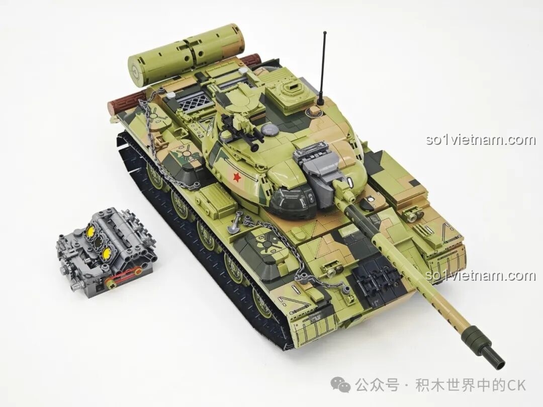 Lắp ráp chi tiết phần động cơ xe tăng T-59 Keeppley 23023