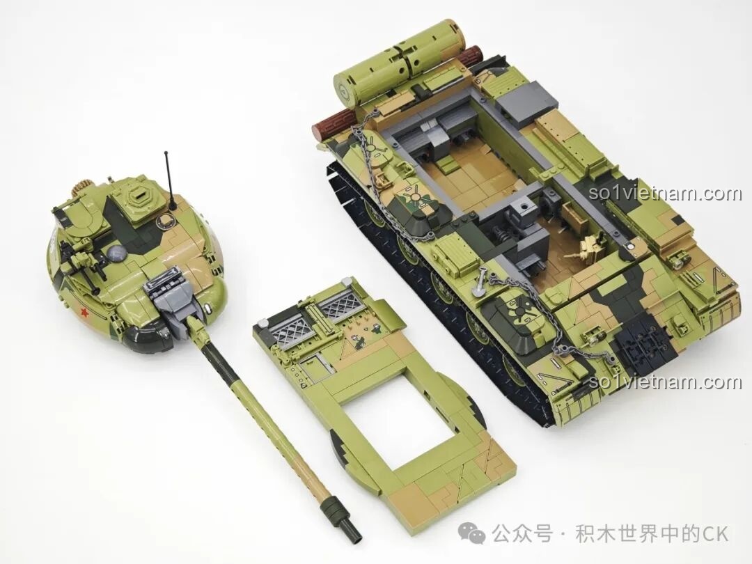 Lắp ráp chi tiết phần thân xe tăng T-59 Keeppley 23023