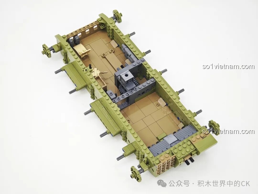 Lắp ráp chi tiết bên trong thân xe tăng T-59 Keeppley 23023