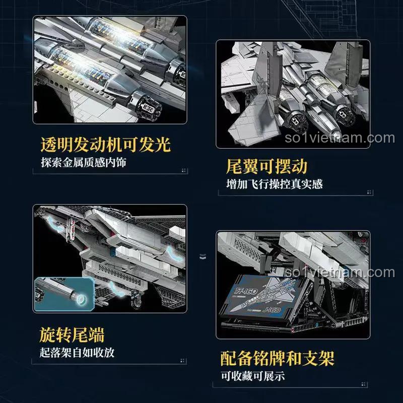 Các tính năng nổi bật của Máy bay chiến đấu J-16D 23036: động cơ phát sáng, đuôi lái linh hoạt, càng đáp thu vào được.