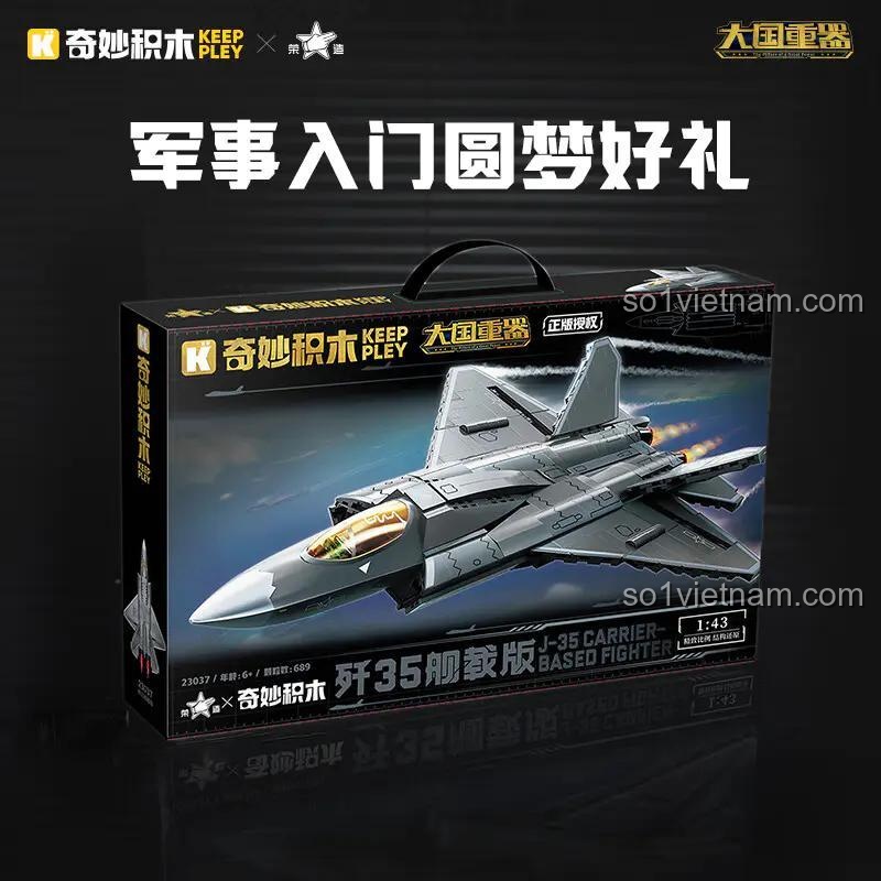 Bộ lắp ghép Keeppley J-35 23037 làm quà tặng giá rẻ cho bé trai 8 tuổi, đồ chơi mô hình máy bay chiến đấu J-35 chất lượng cao.