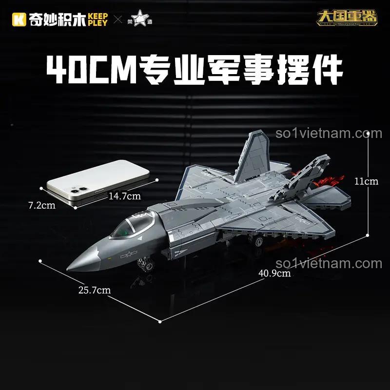 Chiến đấu cơ J-35 23037 kích thước 40.9cm, mô hình máy bay J-35 đồ chơi lắp ghép cho bé trai 8 tuổi.