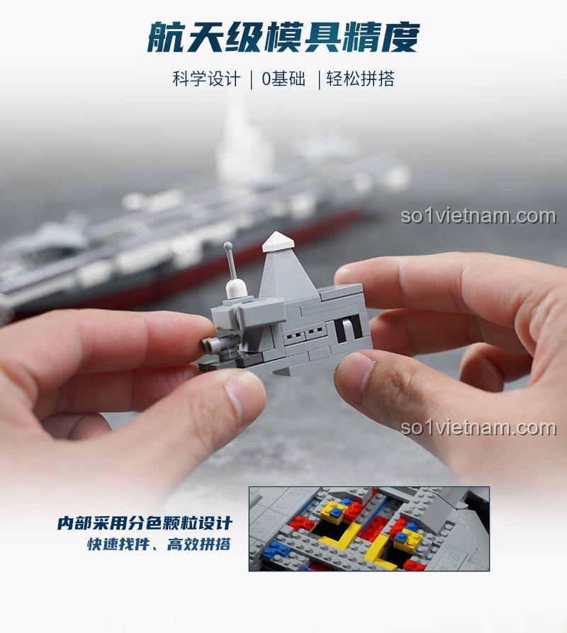 Cấu trúc Keeppley 23204 Tàu tấn công đổ bộ Type 076, bộ đồ chơi quân sự, mô hình tàu chiến tỉ lệ 1:838, 434 mảnh ghép, đồ chơi giáo dục cho bé trai