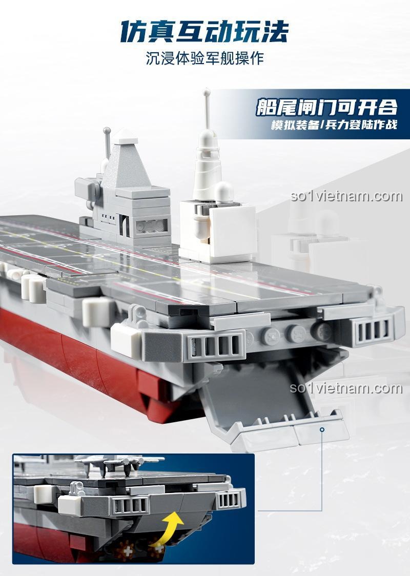 Khoang chứa máy bay Keeppley 23204 Tàu tấn công đổ bộ Type 076, bộ đồ chơi quân sự, mô hình tàu chiến tỉ lệ 1:838, 434 mảnh ghép, đồ chơi giáo dục cho bé trai