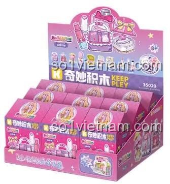 Hộp đựng đồ trang điểm lắp ghép Keeppley 35020, mô hình son môi, gương, túi xách, cho bé gái