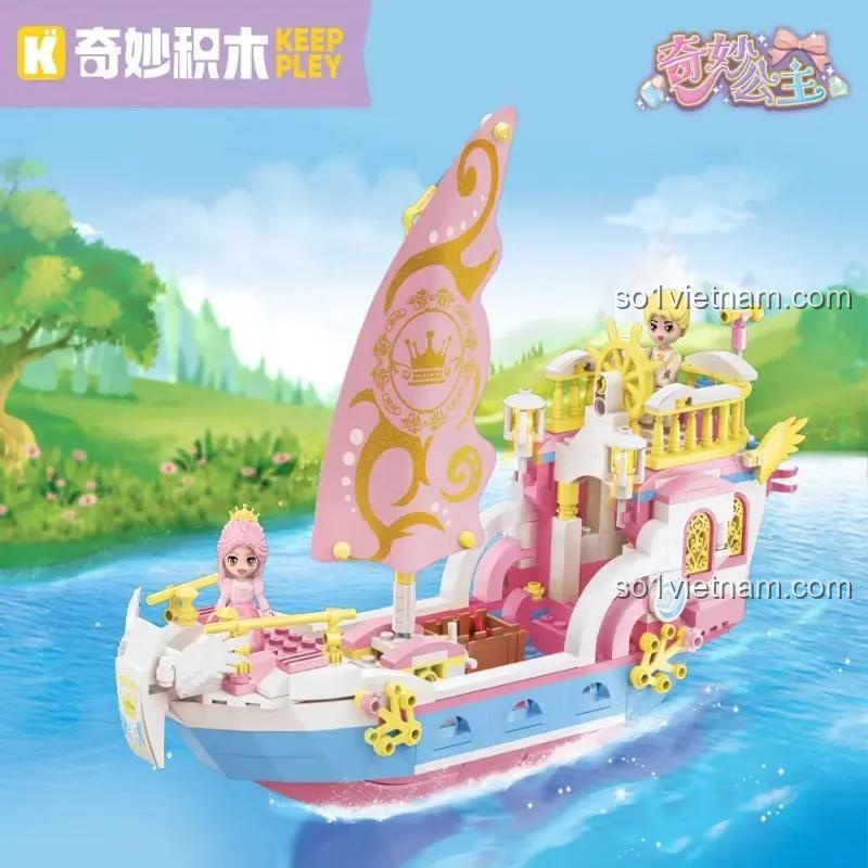 Keeppley 36014 Bộ lắp ghép Du thuyền công chúa sang trọng, mô hình lắp ráp cho bé gái 6 tuổi, màu hồng trắng xanh dương, 2 minifigures, kích thước 30.7x9.6x21.6cm, chất liệu nhựa ABS cao cấp, giá tốt