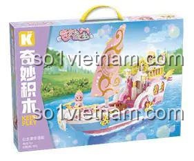 Hộp đựng Keeppley 36014 Bộ lắp ghép Du thuyền công chúa, mô hình lắp ráp cho bé gái 6 tuổi, màu hồng trắng xanh dương, 2 minifigures, kích thước 30.7x9.6x21.6cm, chất liệu nhựa ABS cao cấp, giá tốt, kích thước hộp 41x30x6.5cm