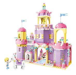 Mô hình Lâu Đài Tiệc Sinh Nhật Công Chúa Keeppley 36015 với 2 minifigure và ngựa, màu hồng tím vàng, đồ chơi lắp ghép cho bé gái 6 tuổi