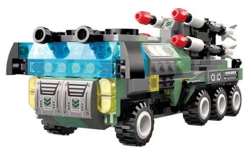 Mô hình Xe Tải Tên Lửa Hành Trình Keeppley 42207 sau khi hợp thể từ 8 xe nhỏ, đồ chơi cho con trai 6 tuổi giá rẻ.