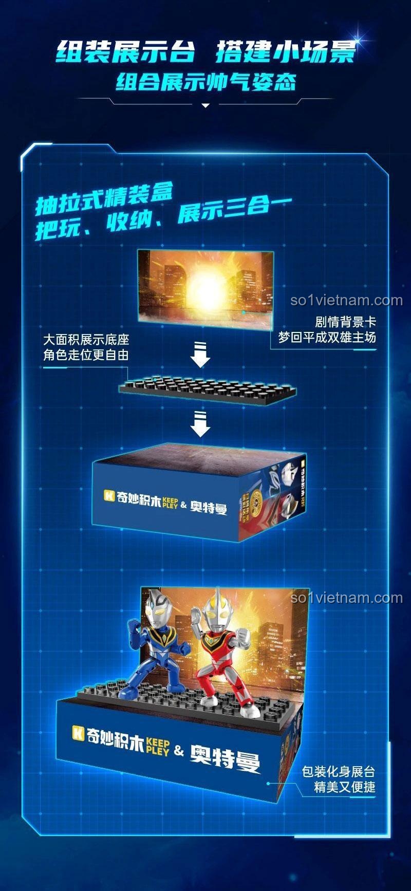 Lắp ráp Keeppley 75008 Ultraman Siêu Giáp Heisei Song Hùng
