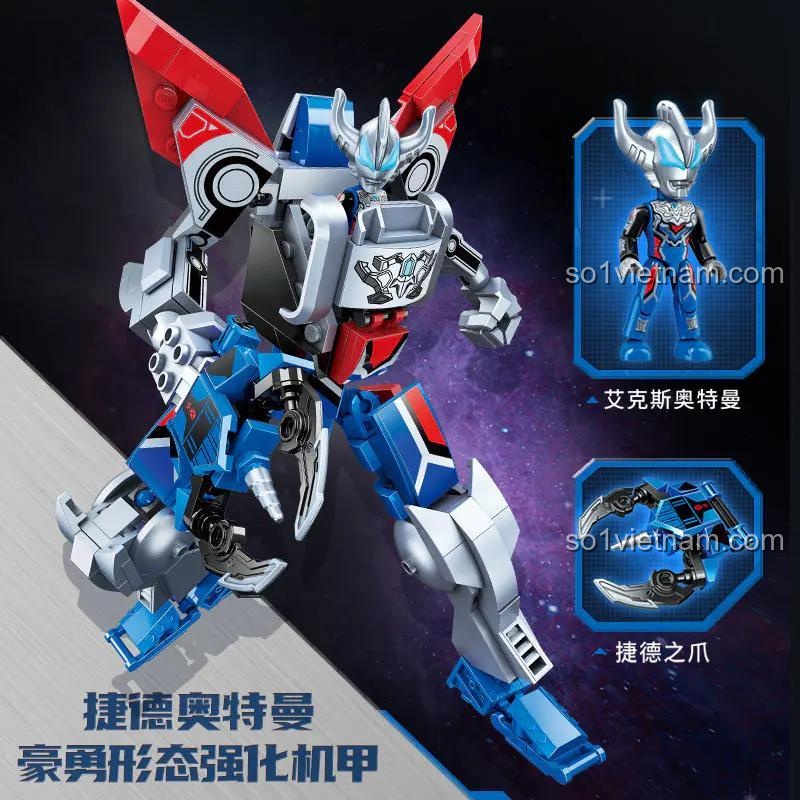 Mô hình Ultraman Geed Dũng Mãnh 75075, đồ chơi mô hình Ultraman Geed Dũng Mãnh với minifigure và móng vuốt Geed, khớp nối linh hoạt