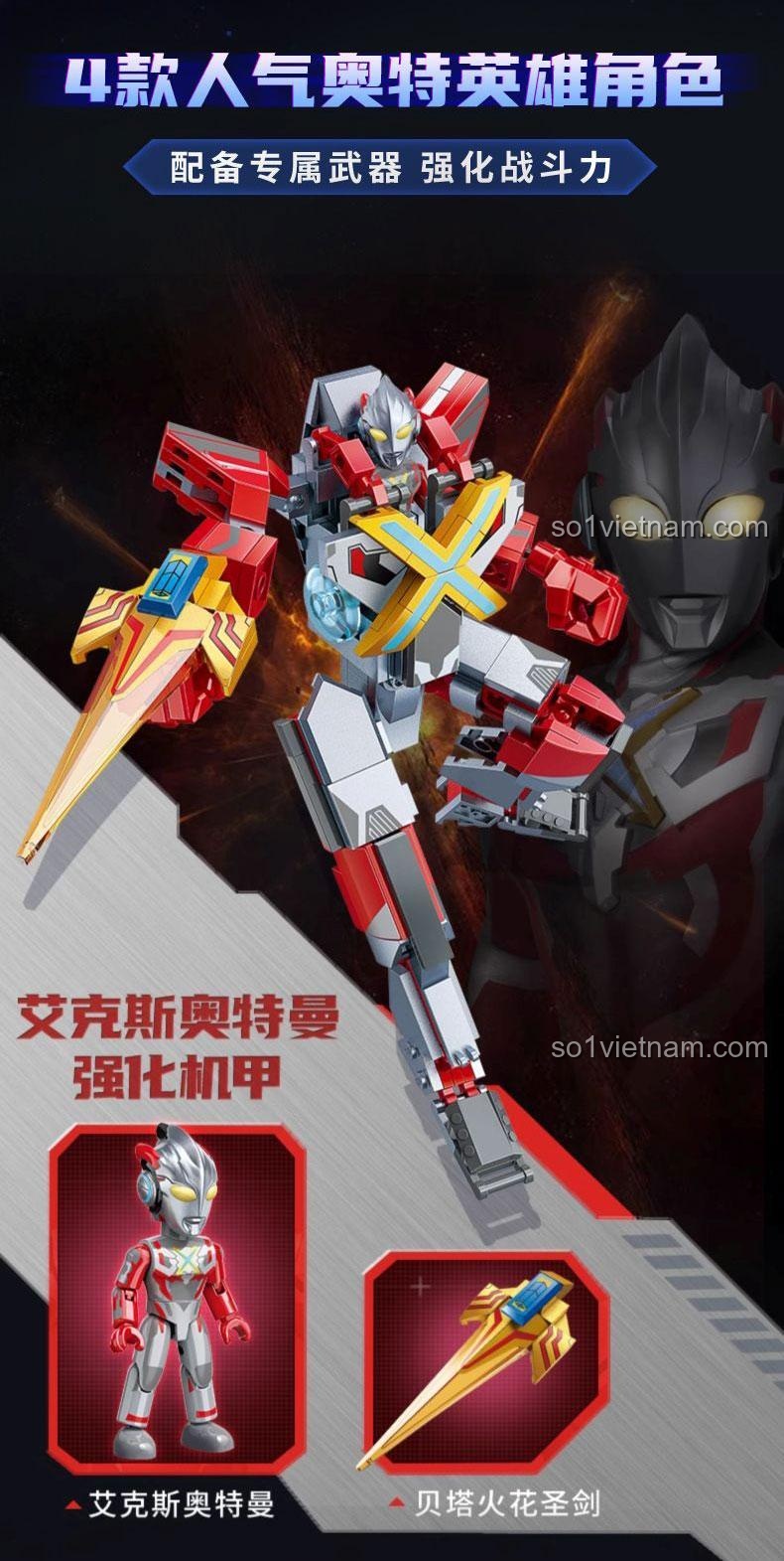 Mô hình Ultraman Geed Dũng Mãnh 75075, đồ chơi mô hình Ultraman Geed Dũng Mãnh với đa khớp nối linh hoạt, cử động tay, chân, eo, đầu