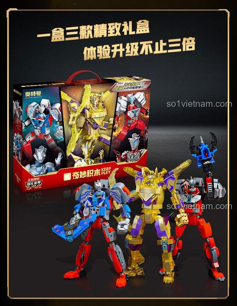 Các dạng lắp ráp khác nhau của bộ đồ chơi Keeppley 75104 Ultraman