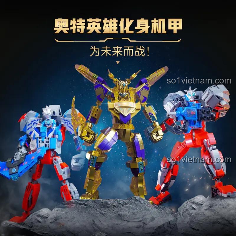 Mô hình Giáp Cường Hóa Ultraman màu vàng lấp lánh, 781 chi tiết, từ bộ lắp ghép Keeppley 75104, đồ chơi robot chiến đấu