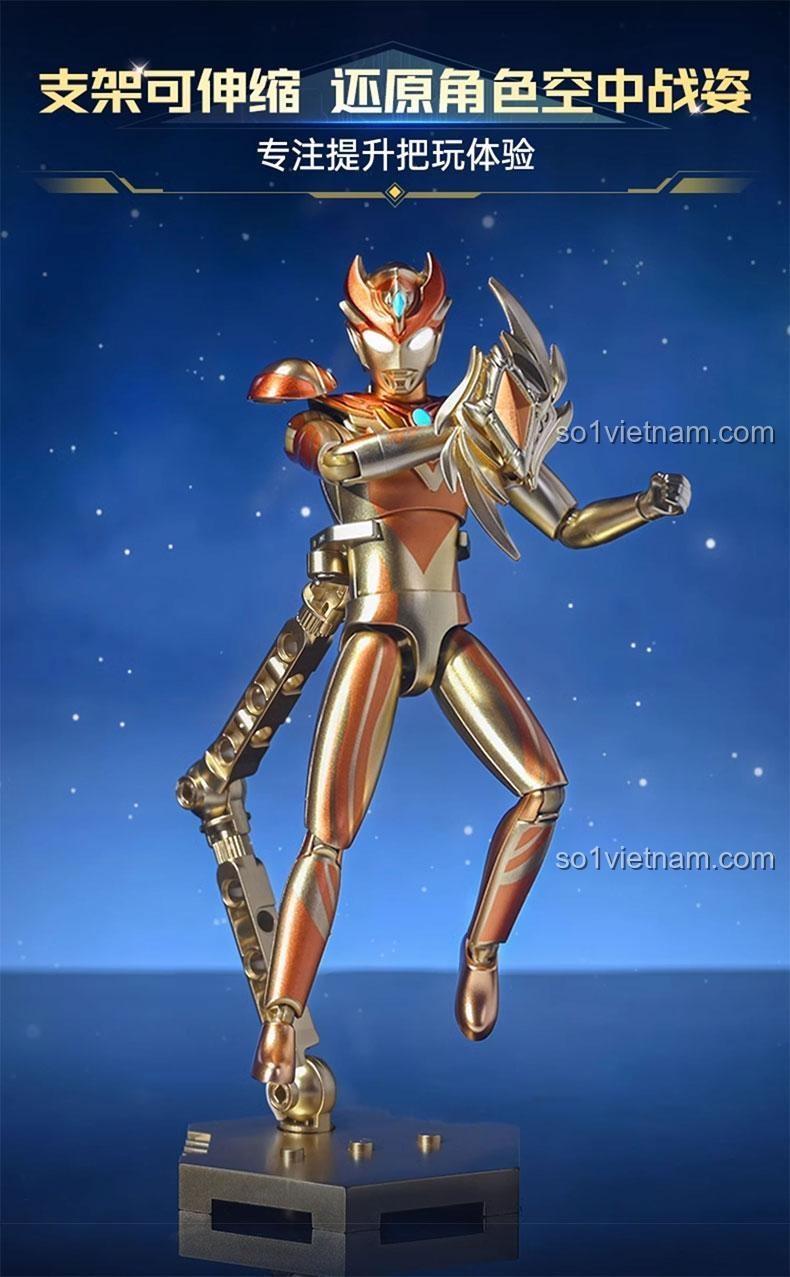 Giá đỡ có thể mở rộng giúp tái hiện tư thế chiến đấu trên không của figure Ultraman Keeppley 75241.
