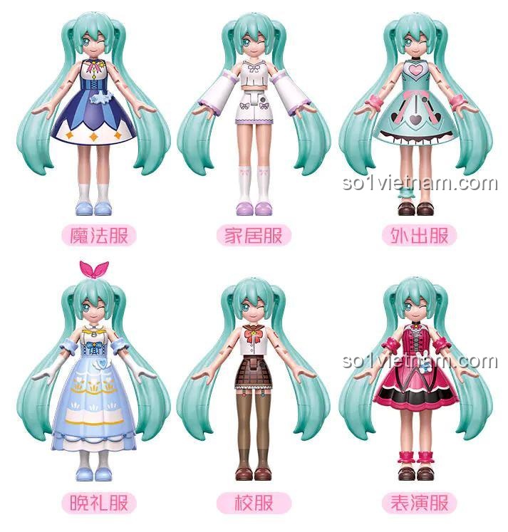 bộ xếp hình Tủ đồ thời trang Miku với nhiều trang phục Hatsune Miku, sáng tạo phong cách cho bé gái 6 tuổi