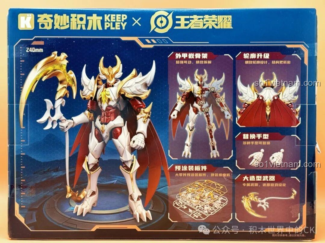Các linh kiện bên trong hộp mô hình Keeppley 78014 Bạch Khởi - Tử Thần Trắng