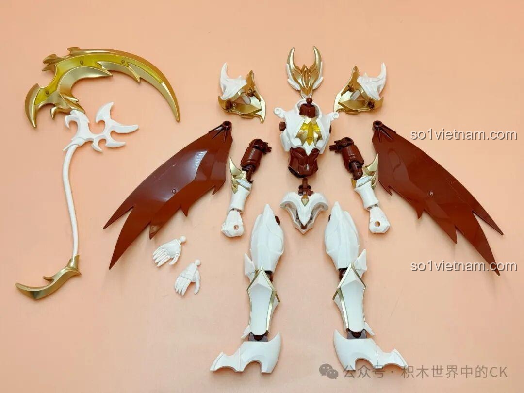 Mô hình Bạch Khởi - Tử Thần Trắng Keeppley 78014 với đôi cánh quạ bên phải, đồ chơi lắp ráp cho bé trai 14 tuổi