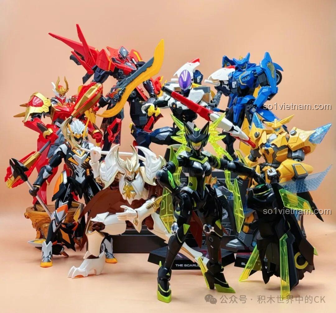 Mô hình Bạch Khởi - Tử Thần Trắng Keeppley 78014 với đôi cánh quạ, vũ khí và chân trụ đế bên trái, đồ chơi lắp ráp cho bé trai 14 tuổi