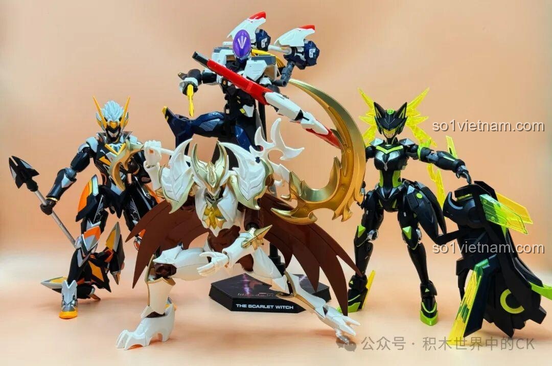 Mô hình Bạch Khởi - Tử Thần Trắng Keeppley 78014 với đôi cánh quạ, vũ khí và chân trụ đế, đồ chơi lắp ráp cho bé trai 14 tuổi