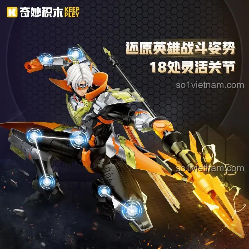 Đồ chơi mô hình Keeppley 78032 Mecha Triệu Vân - Huy Hoàng Kỷ Nguyên (Vương Giả Vinh Diệu) với 18 khớp linh hoạt, tái hiện tư thế chiến đấu ấn tượng cho bé trai.
