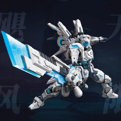 Mô hình robot Xiahou Dun Mech Infinite Hurricane Keeppley 78050 với thanh kiếm phát sáng xanh, khớp nối linh hoạt, đồ chơi lắp ghép cho bé trai 12 tuổi