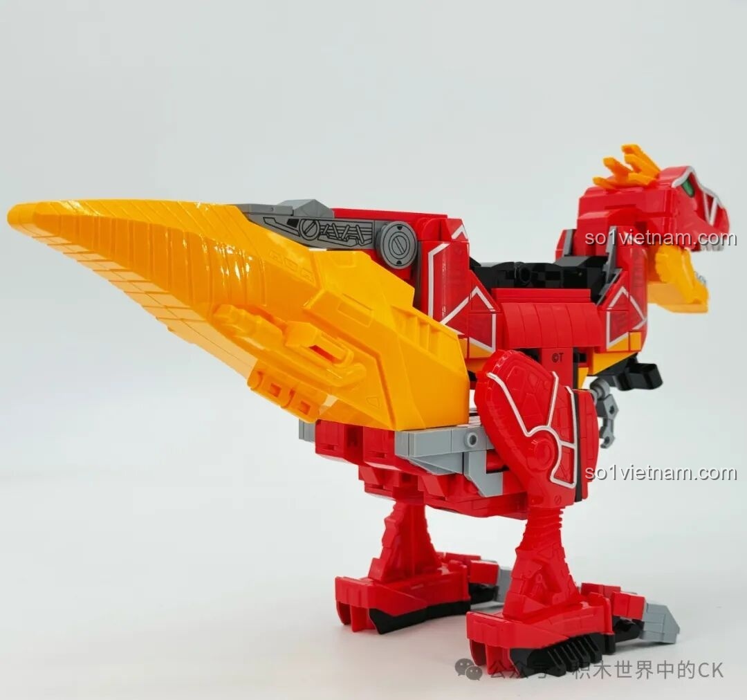 Mô hình khủng long Keeppley 82001 Bạo Giảo Long từ góc nhìn bên trái, thể hiện sự cân đối và chi tiết của đồ chơi lắp ráp.