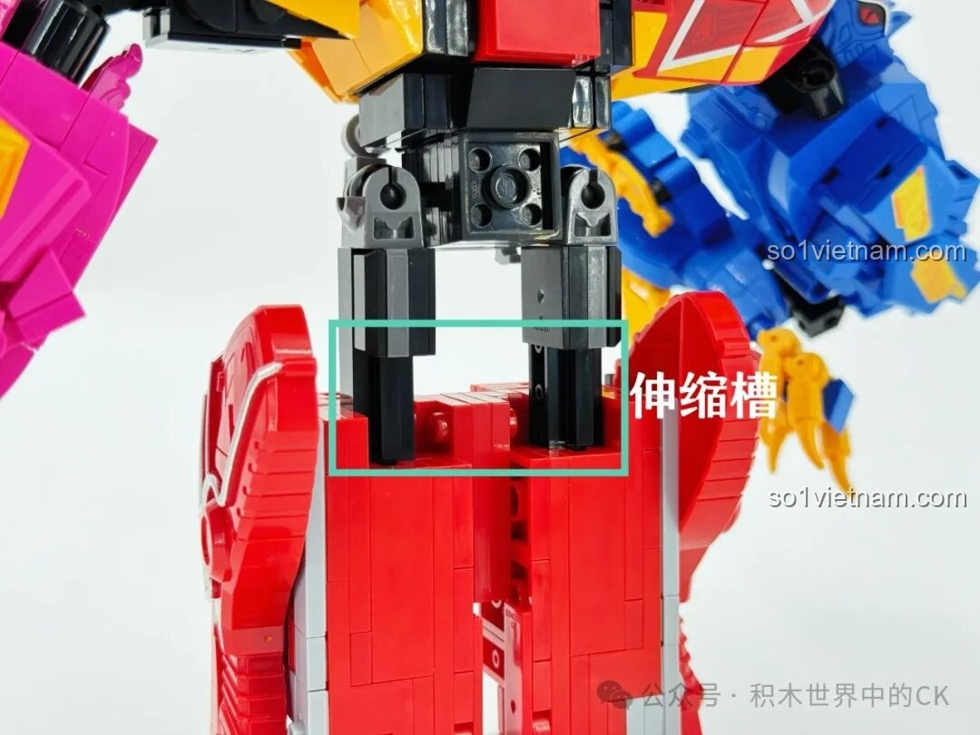 Keeppley 82001 Bạo Giảo Long và các chiến binh khủng long khác từ góc thấp, tạo cảm giác hùng vĩ, sẵn sàng chiến đấu.