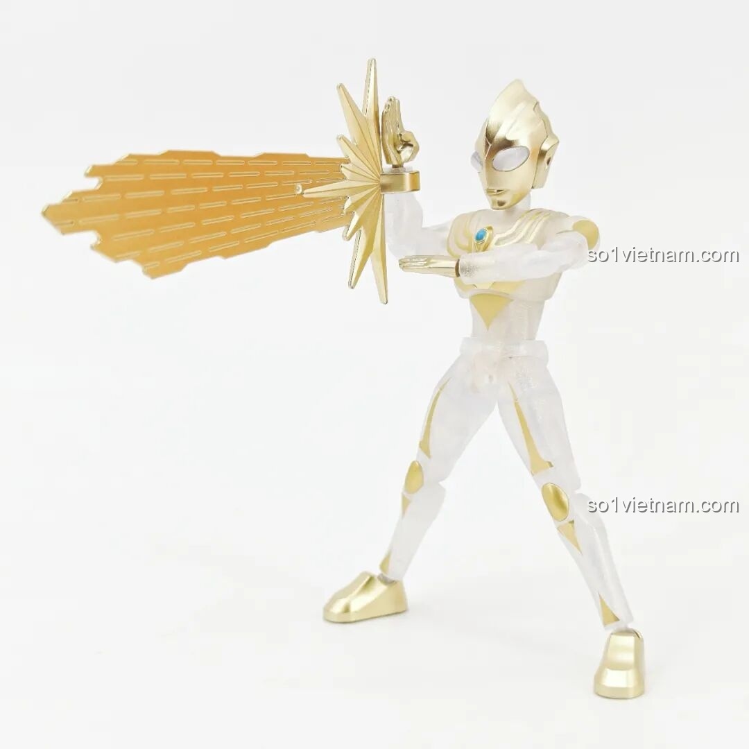 Tiga Ultraman Bạch Kim nhìn từ bên cạnh trên nền trắng