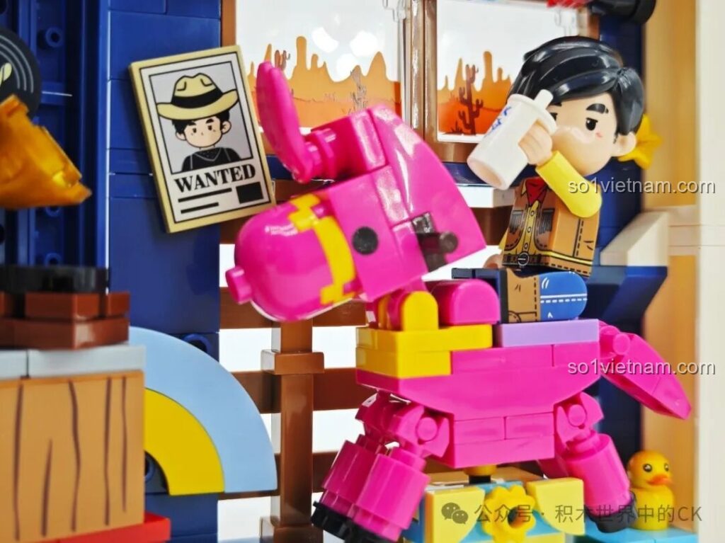 Mô hình lắp ráp Chuyện Miền Tây Châu Đốc Keeppley với poster Wanted và nhân vật cao bồi