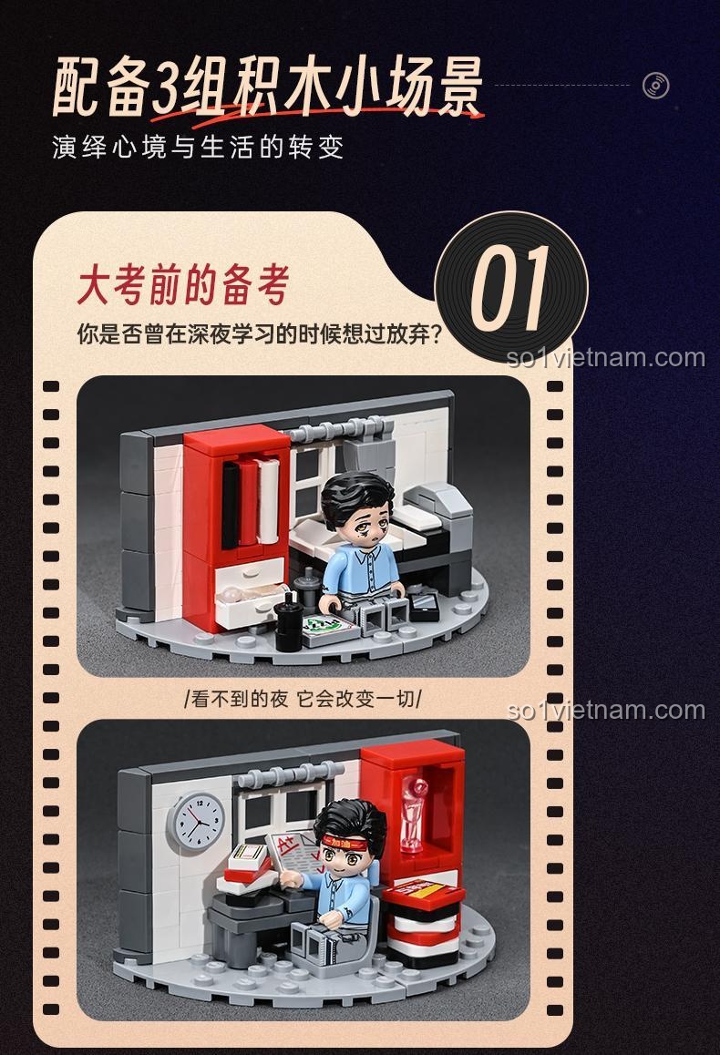 Chi tiết Keeppley DZ0153 Máy hát đĩa than NetEase Cloud Music với các nút điều khiển