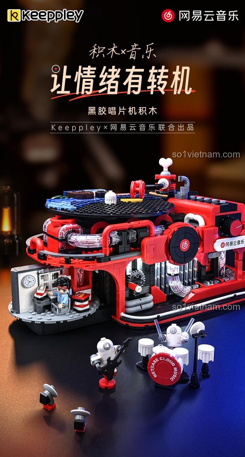 Keeppley DZ0153 Máy hát đĩa than NetEase Cloud Music với minifigures