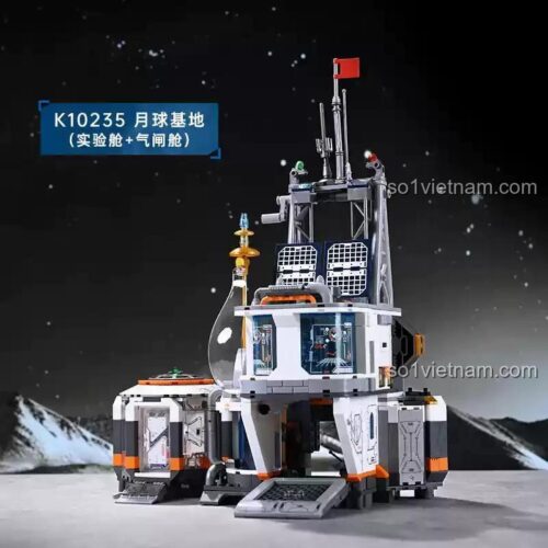Mô hình Trạm nghiên cứu vũ trụ trên Mặt Trăng Keeppley K10235 sau khi lắp ráp, đồ chơi thông minh cho bé trai.