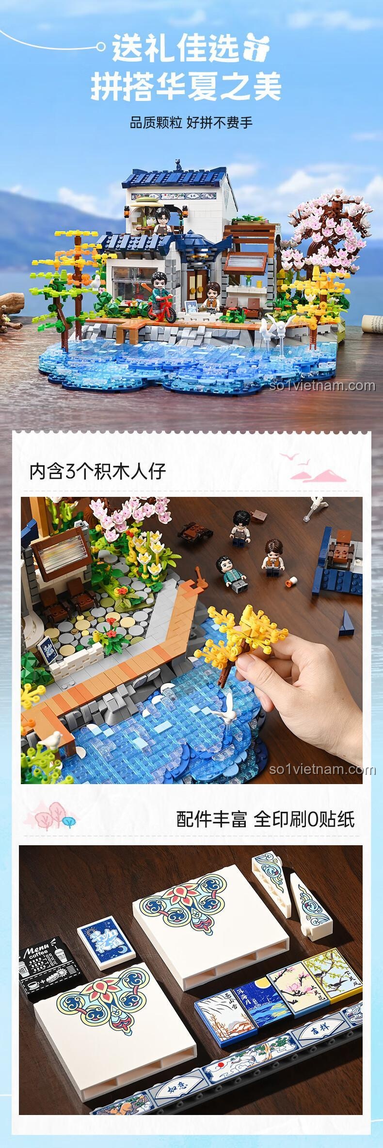 Chi tiết kiến trúc Đại Lý Thượng Quan Hoa - Mô hình Keeppley K18004, bộ lắp ghép kiến trúc cổ phong cảnh Trung Quốc, 3399 mảnh, 8 tuổi