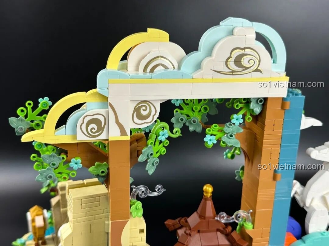 Bóng đổ hình Cửu Sắc Lộc từ bộ lắp ghép Keeppley K19906 Bình phong nghệ thuật Đôn Hoàng.