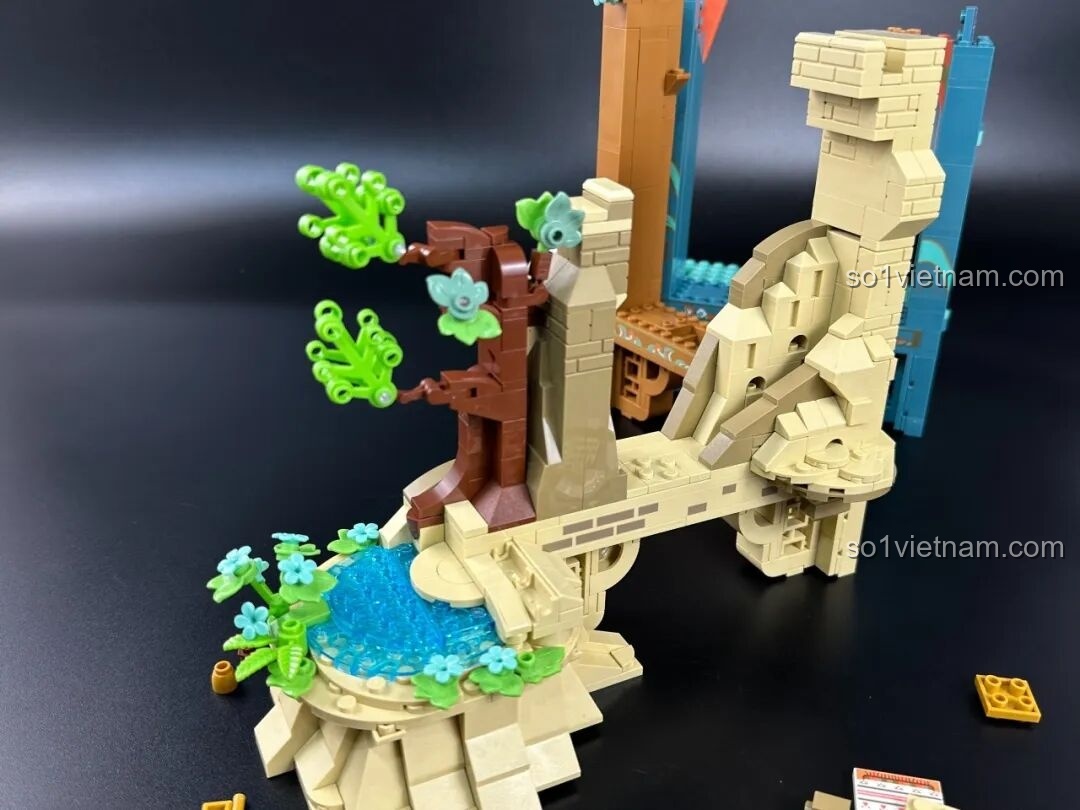 Quá trình lắp ráp ngôi chùa nhỏ trong bộ lắp ghép Keeppley K19906 Bình phong nghệ thuật Đôn Hoàng.