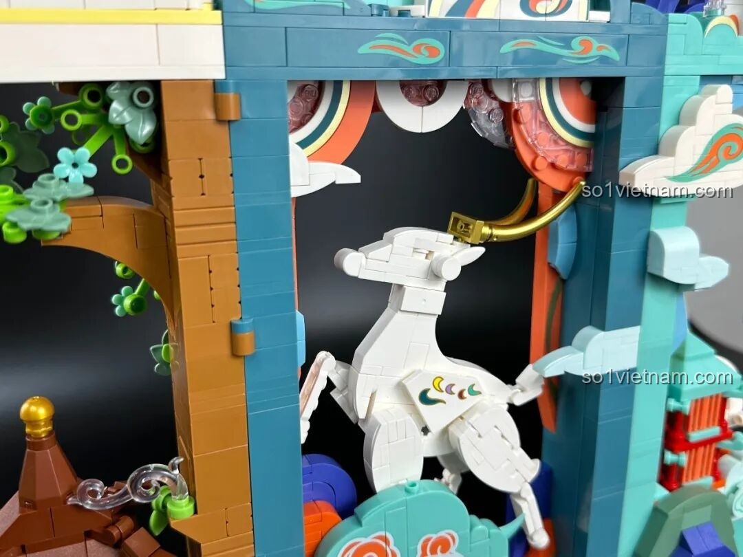 Toàn cảnh bộ lắp ghép Keeppley K19906 Bình phong nghệ thuật Đôn Hoàng đã hoàn thành, góc nhìn 2.