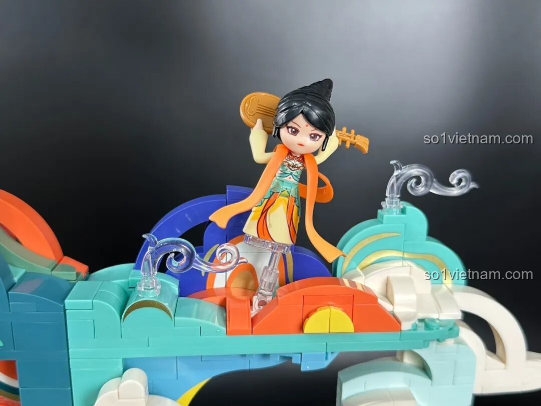 Toàn cảnh bộ lắp ghép Keeppley K19906 Bình phong nghệ thuật Đôn Hoàng đã hoàn thành, góc nhìn 6.