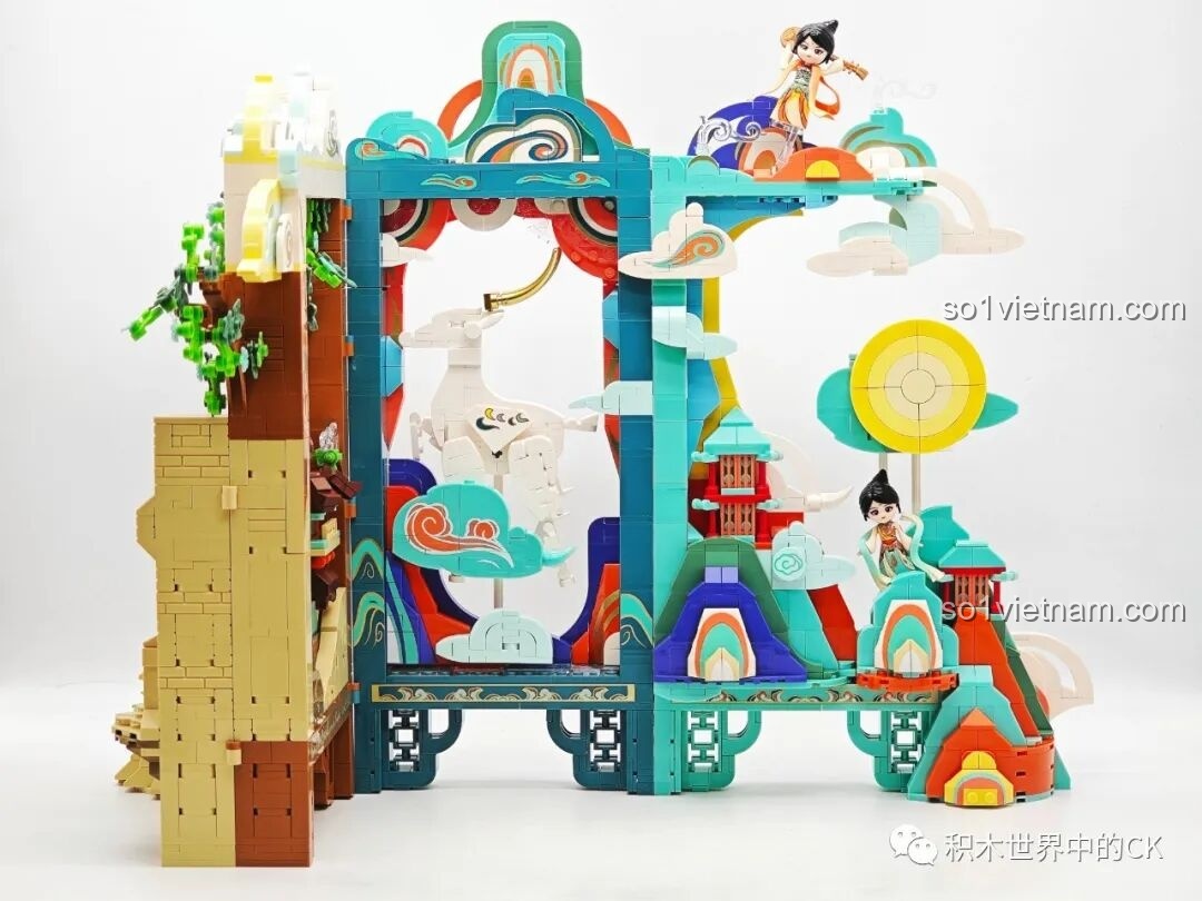 Cận cảnh cây cối xanh tươi với tán lá rậm rạp trong Keeppley K19906 Màn Hình Tranh Đôn Hoàng, tạo điểm nhấn tự nhiên.