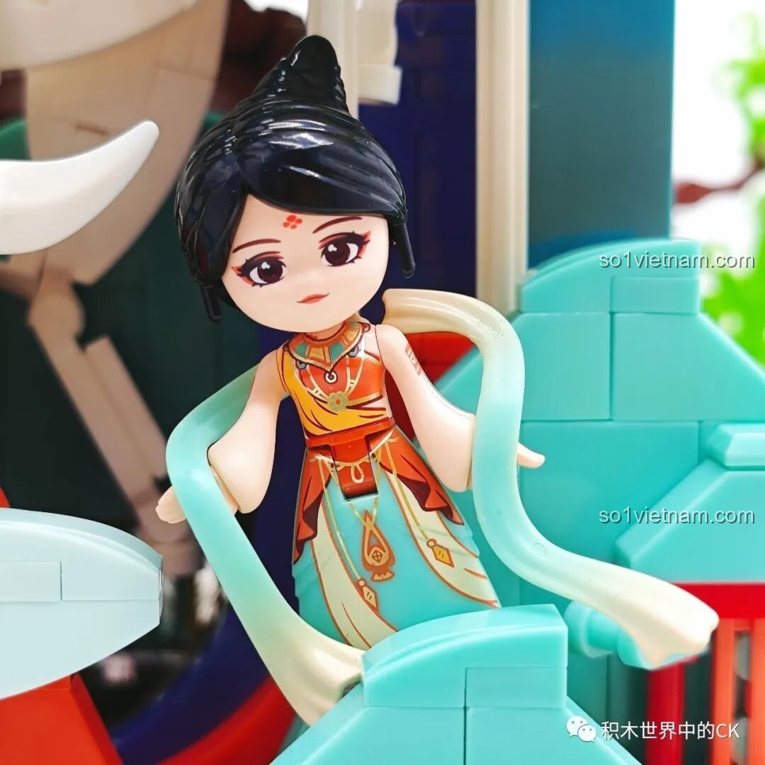 Mô hình Keeppley K19906 Màn Hình Tranh Đôn Hoàng ở trạng thái gập lại, nhìn từ trên xuống, tổng thể hài hòa.