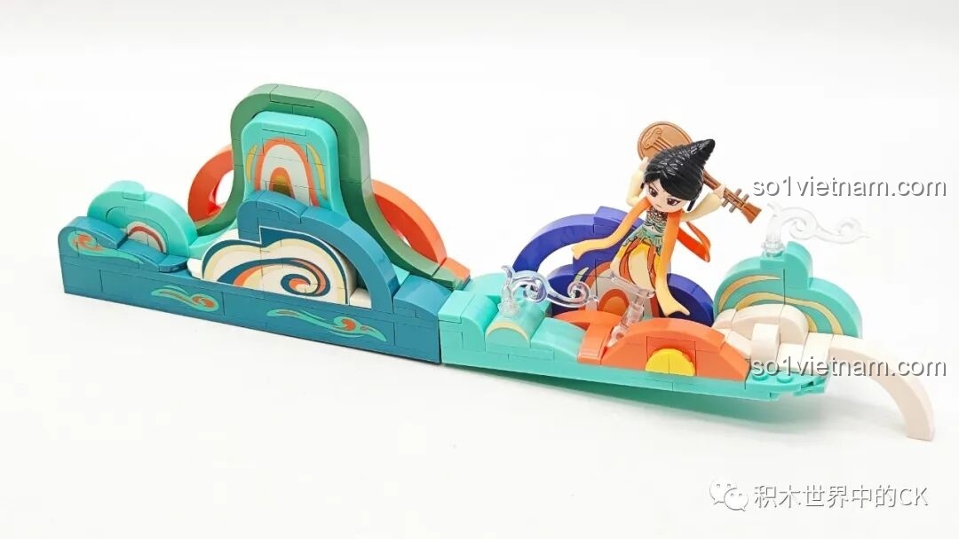 Mô hình Keeppley K19906 Màn Hình Tranh Đôn Hoàng ở trạng thái gập lại, khoe vẻ đẹp bình phong.