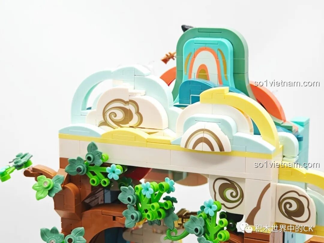 Mô hình Keeppley K19906 Màn Hình Tranh Đôn Hoàng hoàn thiện, nhìn từ góc nghiêng, tổng thể hài hòa.