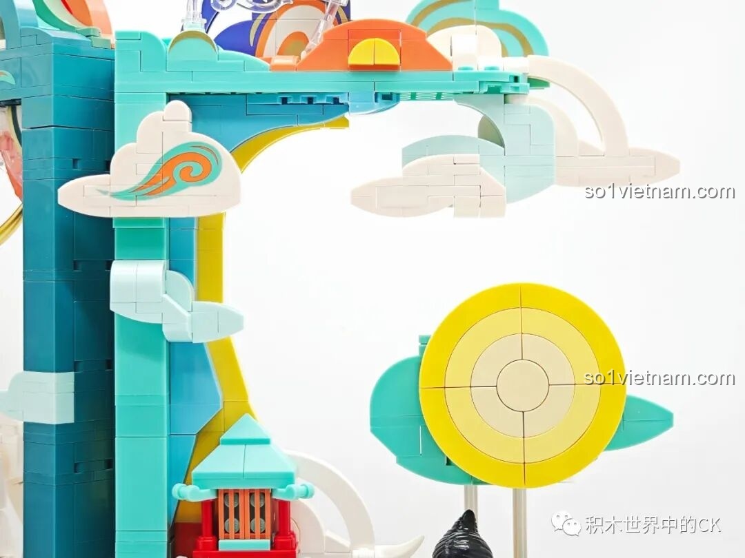 Mô hình Keeppley K19906 Màn Hình Tranh Đôn Hoàng hoàn thiện, nhìn từ xa, tổng thể ấn tượng.