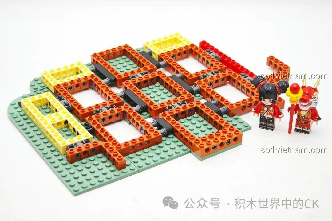 Quá trình lắp ráp phần đế của mô hình Rồng Vàng Ôm Ngọc Keeppley K19908.