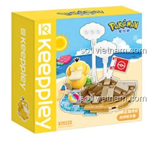 Hộp bộ xếp hình Keeppley K20223 Pokémon: Vui Vẻ Xây Lâu Đài Cát, mô hình Psyduck 20223, quà tặng hấp dẫn cho bé 6 tuổi